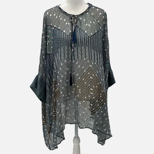 Asceno 100% Silk Sheer Kaftan Style Top - One Size